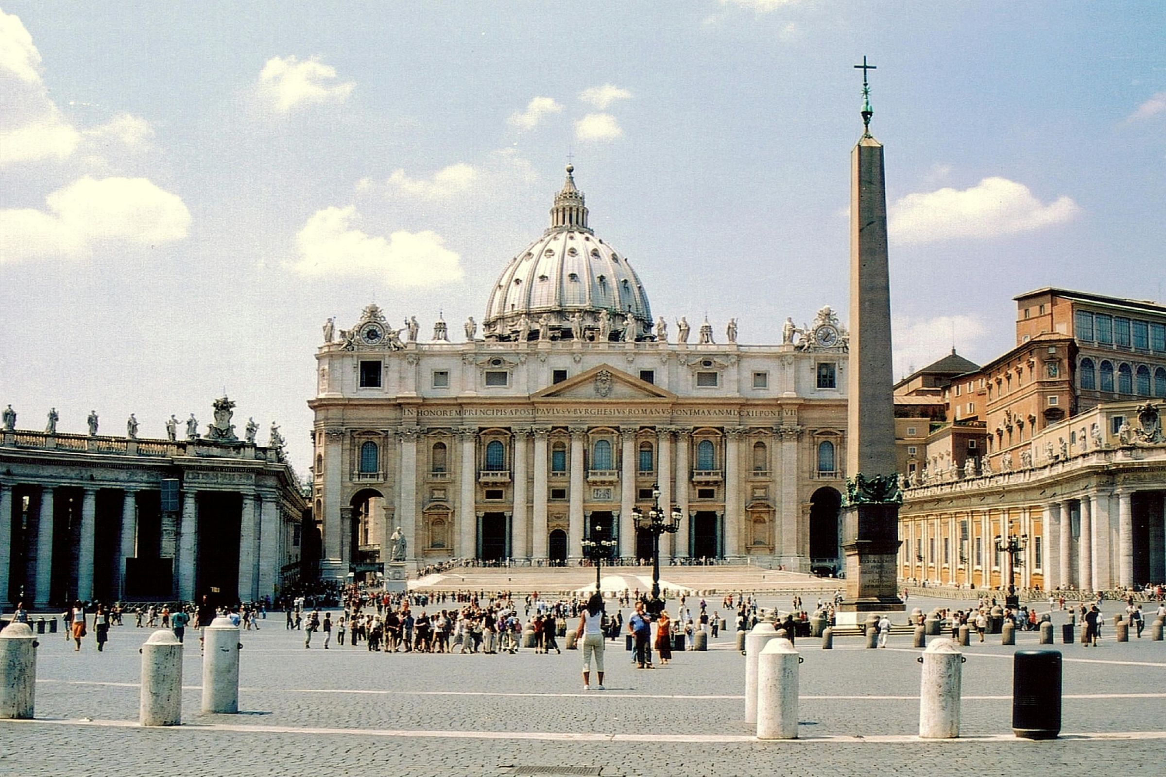 The balcony over the doors of St. Peter's Basilica overlooking the square